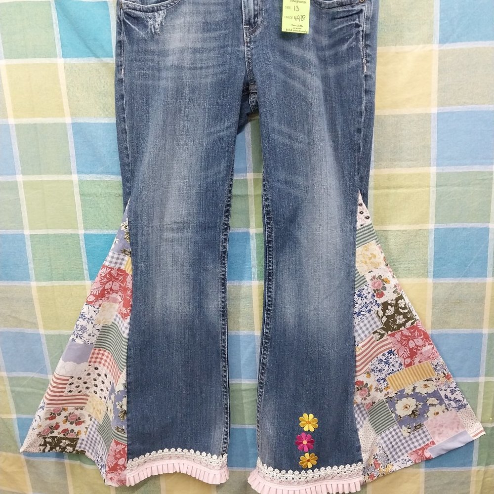 2486 Jeaniemade Size 13j Vigoss Collection Upcycled Bell-Bottom Jeans